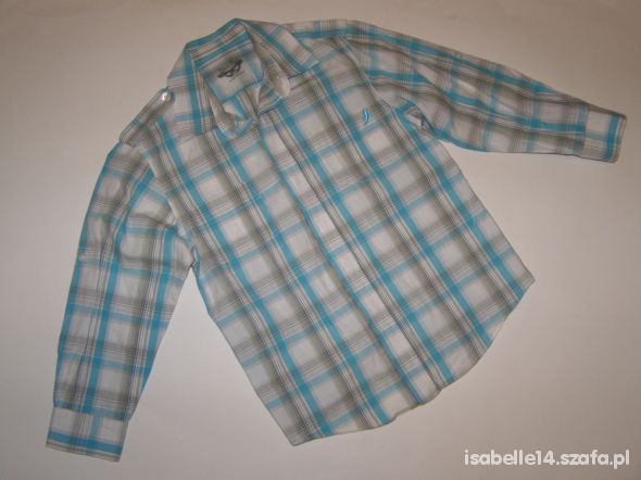 116 122 KOSZULA W KRATKĘ TURKUSOWA