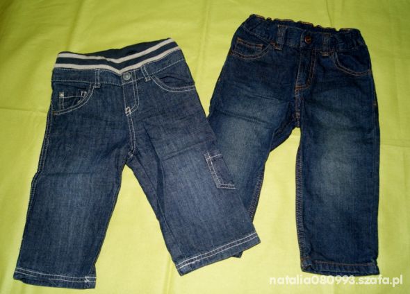 spodnie jeansowe dwie sztuki rozm 74