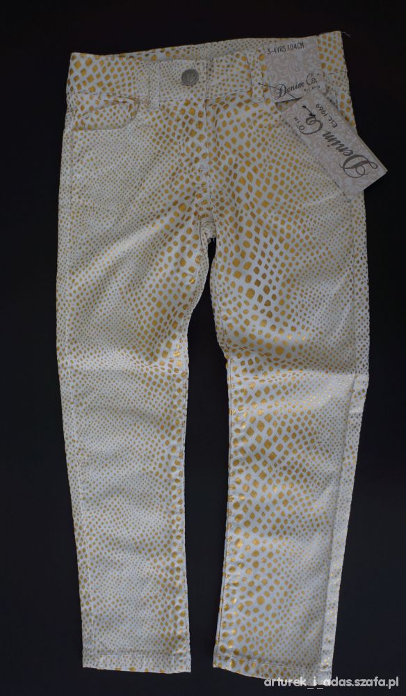 Spodnie bawełniane rurki białe złoty DENIM CO