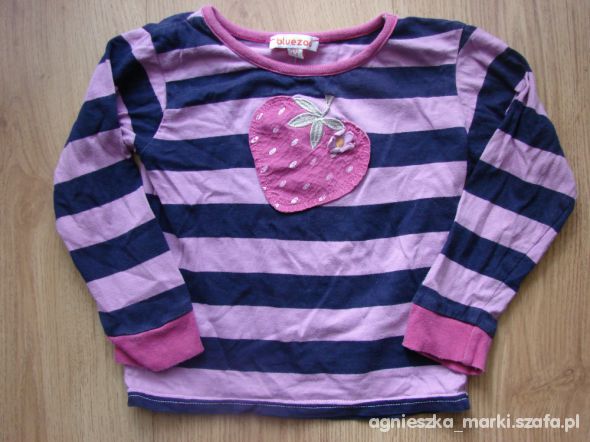 BLUEZOO 98 BLUZECZKA W PASKI TRUSKAWKA ŚLICZNA