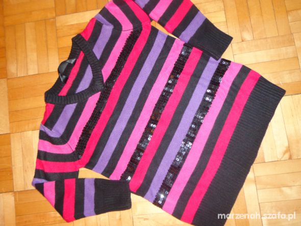 Sweterek paski cekiny 98 cm