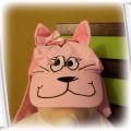 różowa czapeczka kotek z osłona na kark 52 CM