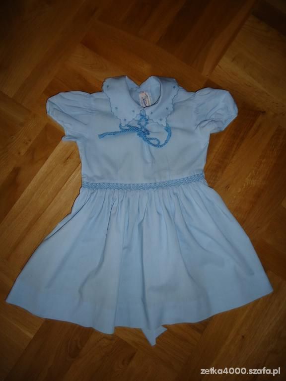 Sukienka niebieska bufki 104 110