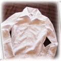 Biała koszulowa bluzka z srebrno czarne paseczki