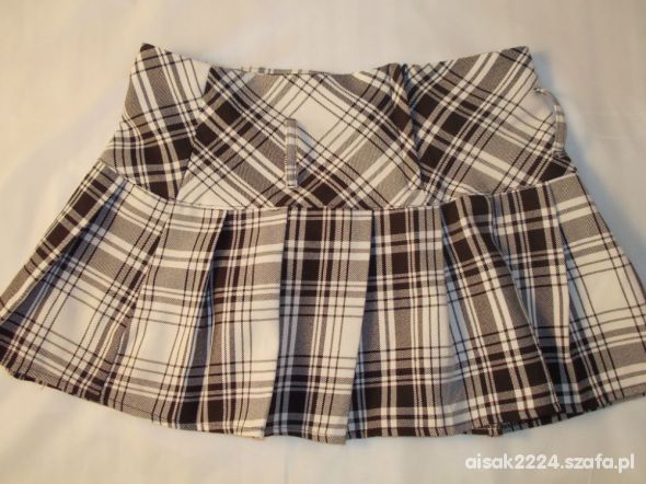 Śliczna spódnica czarna biała krata kratka mini140
