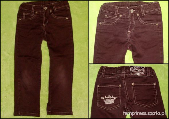 KappAhl brązowe jeansy spodnie proste 104
