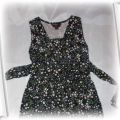 bluzka tunika sukienka czarna kwiatuszki 158 YD