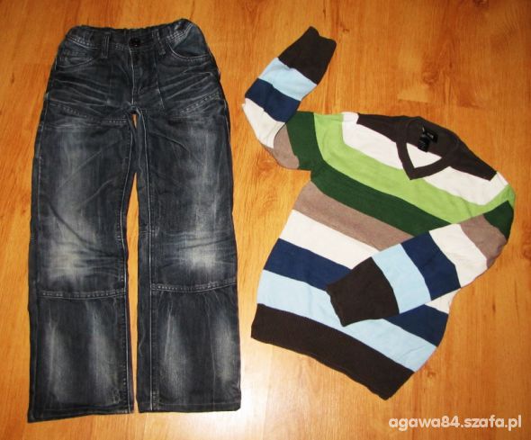 C&A jeansy plus sweterek H&M 122na128