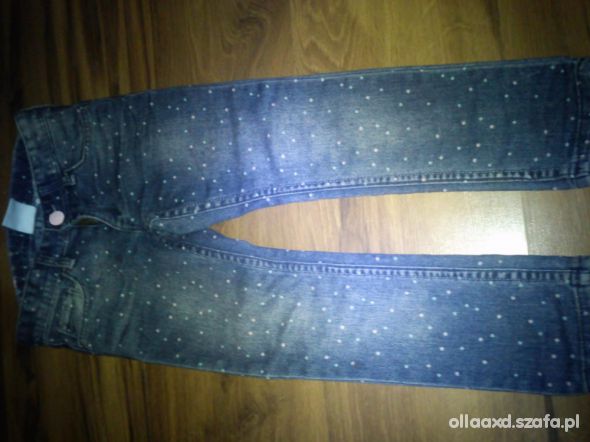 Spodnie denim jeansowe kropki 104cm