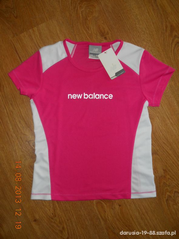 T shirt new balance biało różowy dla dziewczynki
