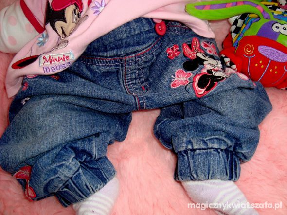 pumpy jeans z myszka minnie disney 9 12 m