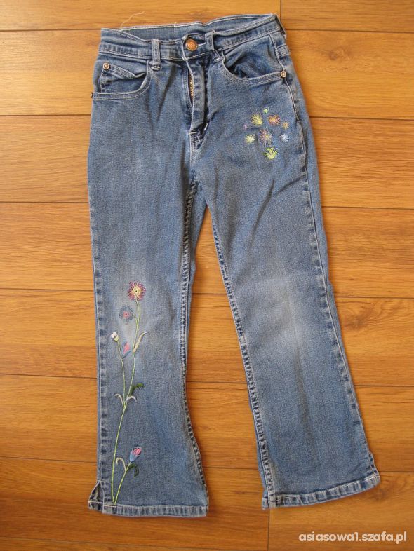 PHOE BUS elastyczne jeansy z kwiatami 134