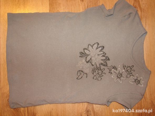 koszulka szara z haftowanymi kwiatami 146
