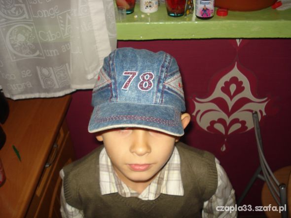 czapka chłopieca 4 5 lat jeansowa