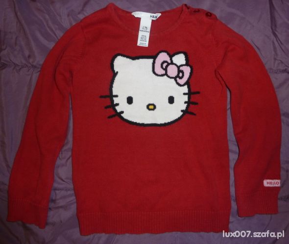 Sweterek H&M Hello Kitty na Święta czerwony 110 cm