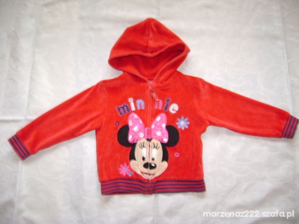 Disney czerwona welurowa bluza roz 2 3 lata 92 98