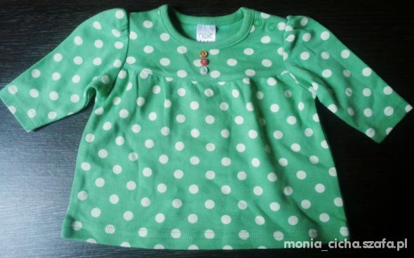 Bluzeczka NEXT zielona w groszki dla dziewczynki