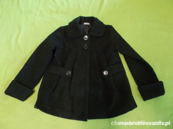 Czarny płaszcz dziewczęcy GEORGE rozmiar 122 128