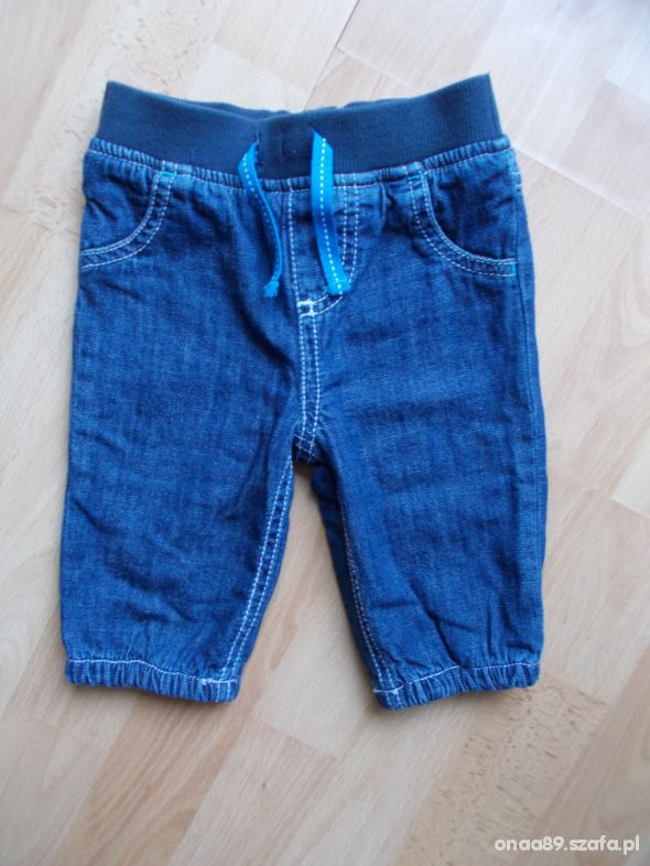 Spodnie jeansowe na podszewce ciepłe 3 6 mcy