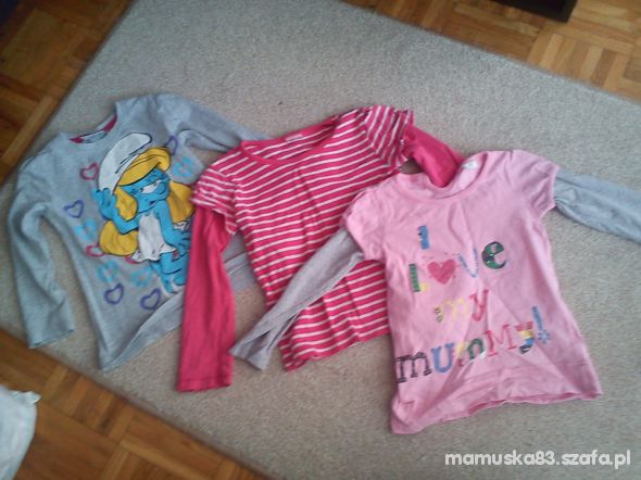 3 bluzeczki z długim rękawem 104 110