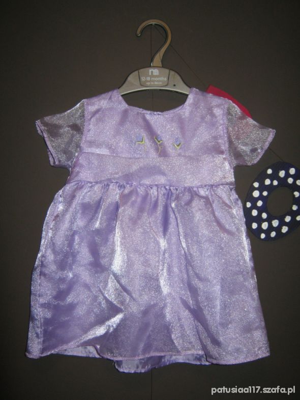fioletowa połyskująca sukienka firmy mothercare