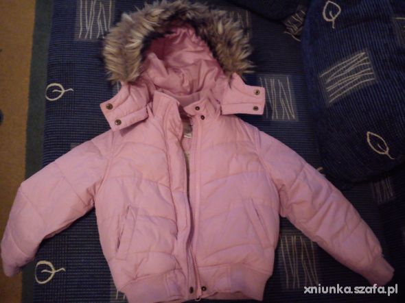 J NOWA H&M ciepła różowa zimowa kurtka z futerkiem