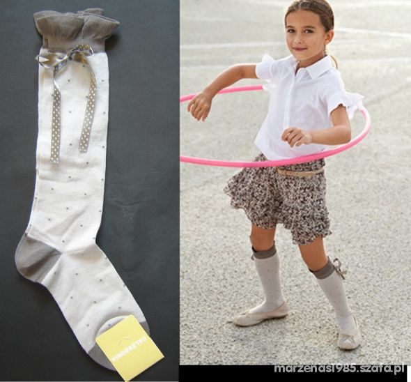 NOWE CALZEDONIA podkolanówki kropki kokardka