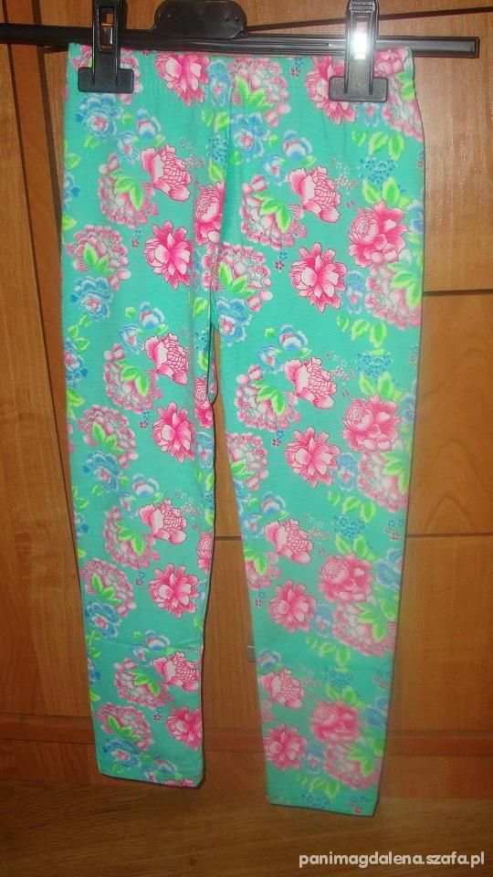 nowe leginsy miętowe w kwiaty