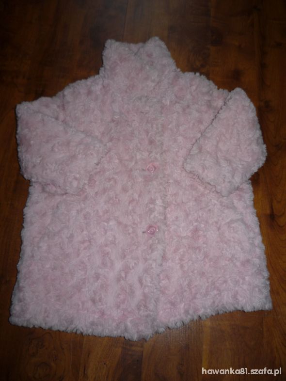 Cudny różowy płaszczyk kożuszek 98 cm