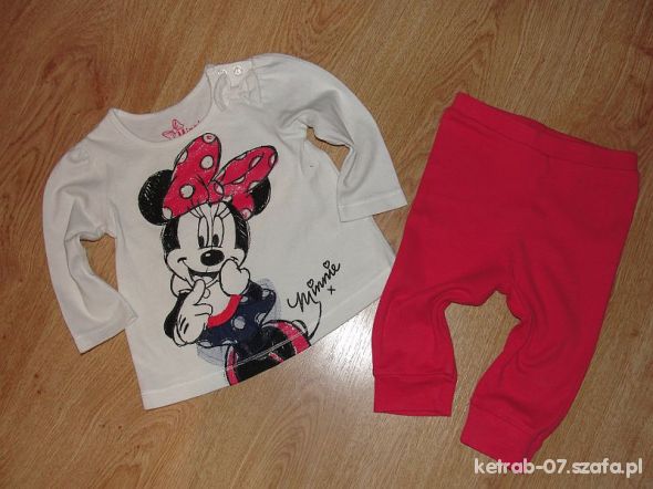 ŚLICZNY KOMPLET BLUZKA GETRY MINNIE MOUSE 3 6 M