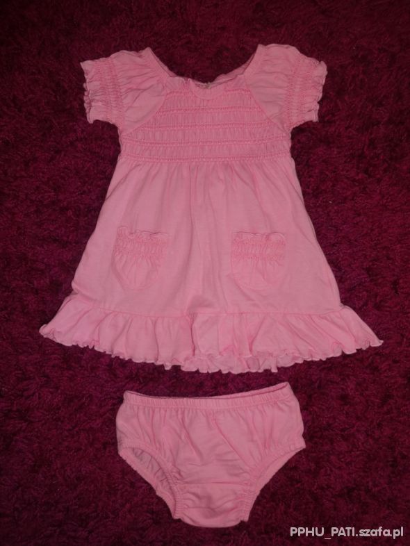 różowa sukienka z falbankami majtki gratis 68 cm