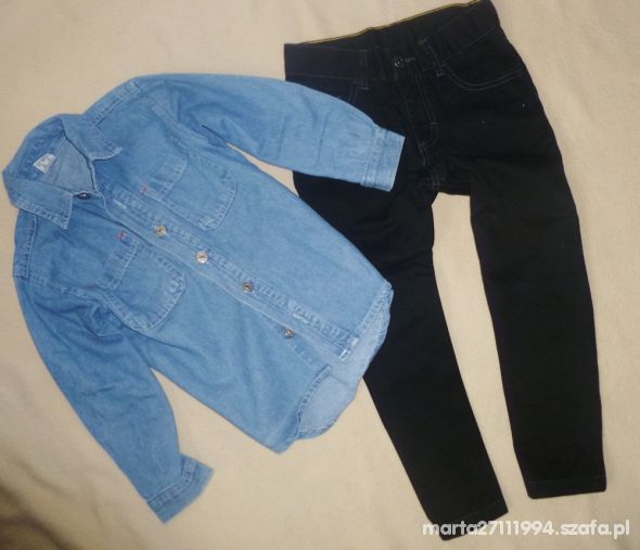 CZARNE SPODNIE SKINY KOSZULA DŻINSOWA