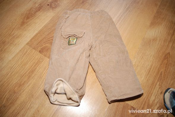 Ocieplane spodnie 80 86 bezowe z podszewka zima