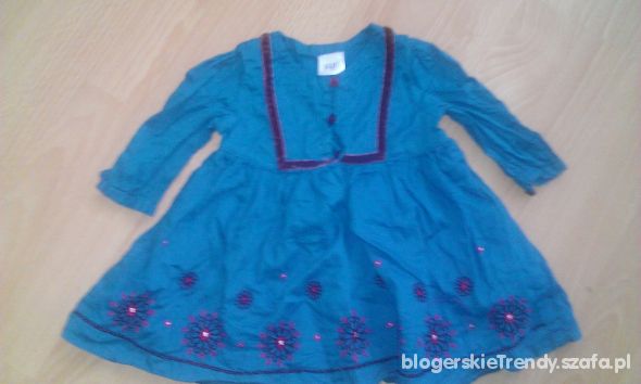 turkusowa Sukienka dla dziewczynki 0 3 miesiac