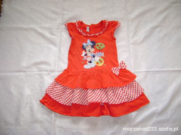 Disney czerwona sukienka falbanki roz 3 4 lata