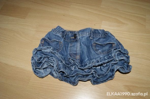 jeansowa spódnica z falbankami serduszka kieszonki