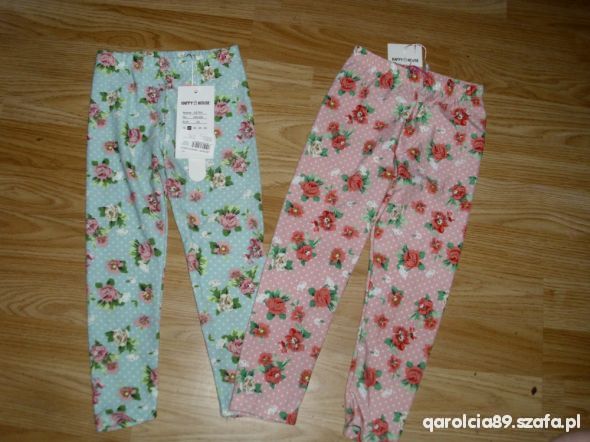 NOWE 2 pary w kwiaty legginsy 92 98