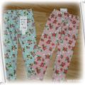 NOWE 2 pary w kwiaty legginsy 92 98