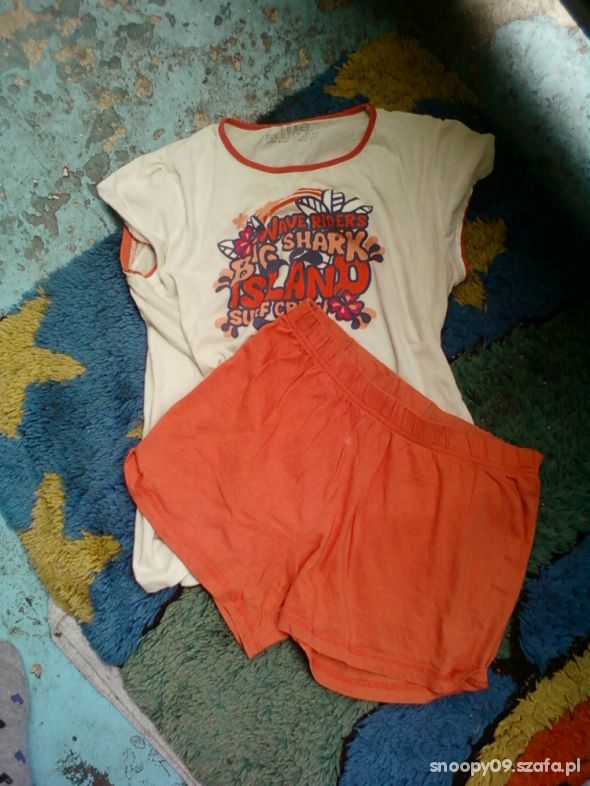 Piżama pidżama pomarańczowo biała piżamka