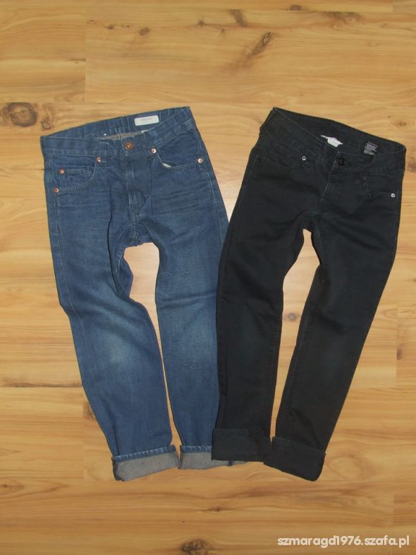 H&M rurki 134 spodnie skinny 2 pary