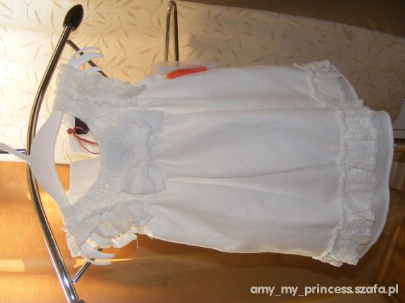 biała sukienka chrzest 74 cm