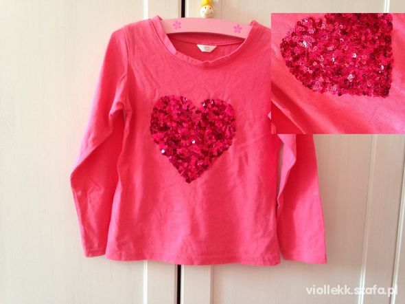 Rózowe cekinowe serce piękna bluzka