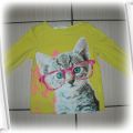 H&M żółta bluzka z kotkiem z okularach 92 cm