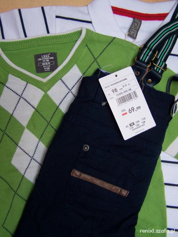RESERVED nowe spodnie z szelkami 98
