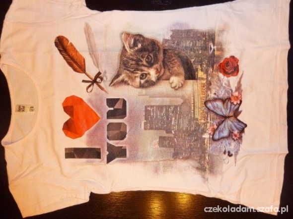 bluzeczka łososiowa z kotkiem XS S