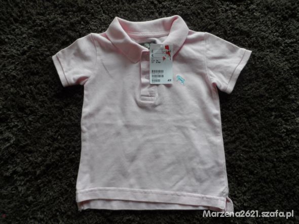 różowa koszulka polo H M rozmiar 74