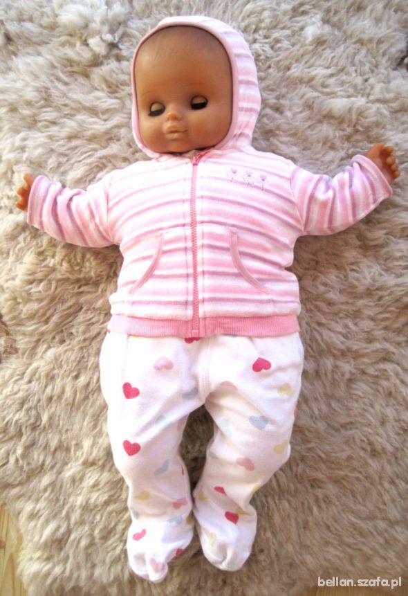 bluza niemowlęca 56 cm różowa kaptur polar paski