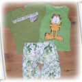 H&M Garfield koszula 128 zestaw krótkie spodenki