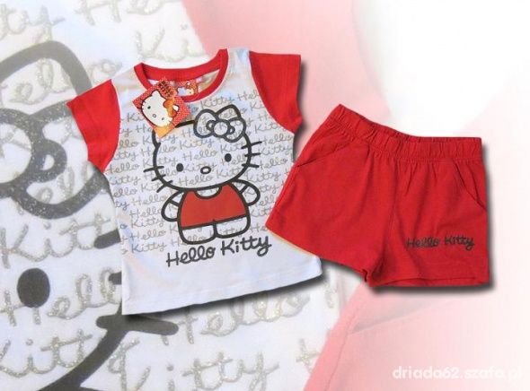 KOMPLET SPODENKI BLUZKA T SHIRT HELLO KITTY 98