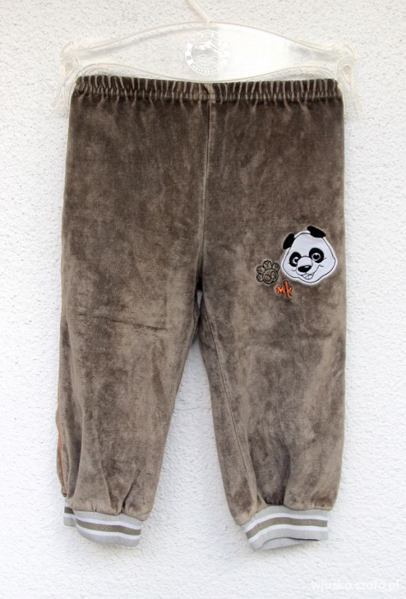 Welurowe dresowe spodnie z pandą rozm 92
